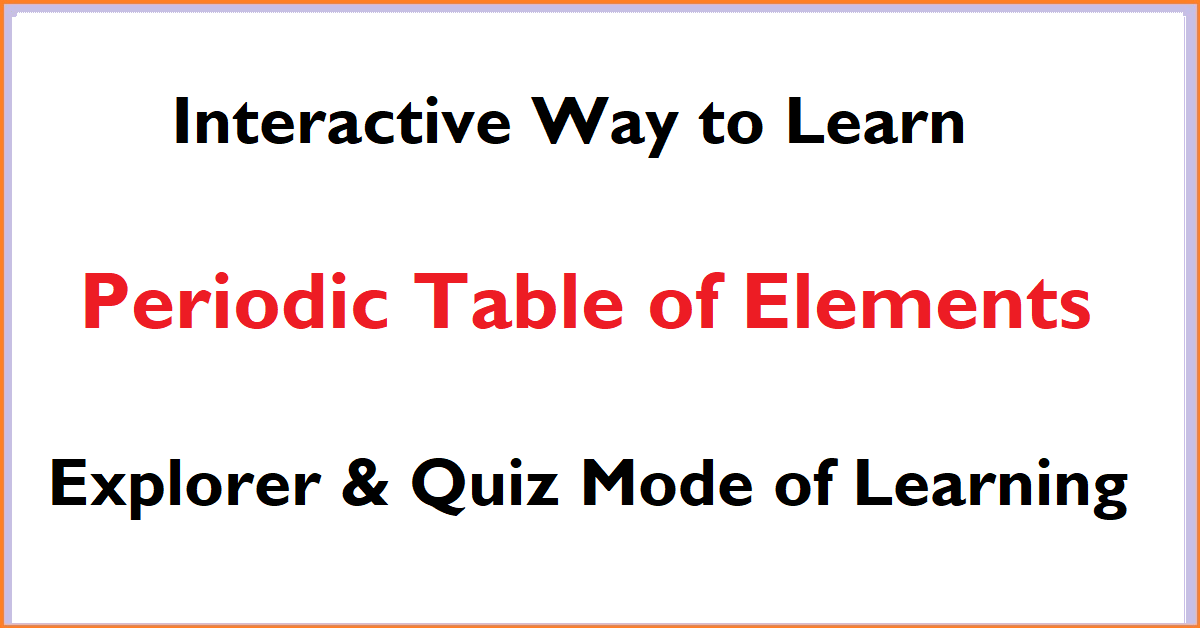 Periodic Table of Elements Interactive Learning